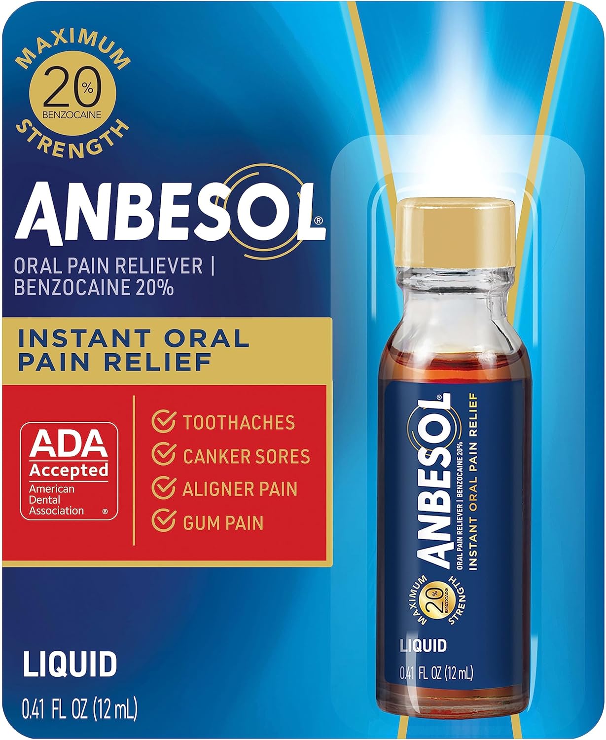 Anbesol Maximum Strength Oral Anesthetic Liquid บรรเทาอาการปวดฟัน แผลในช่องปาก เหงือกอักเสบ สินค้าพรีออเดอร์ รอ 20 วัน
