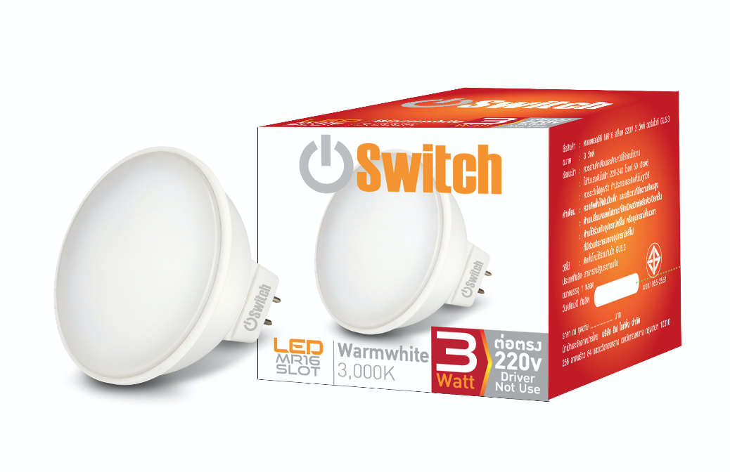 LED MR16 Slot 220V 3w Warmwhite GU5.3