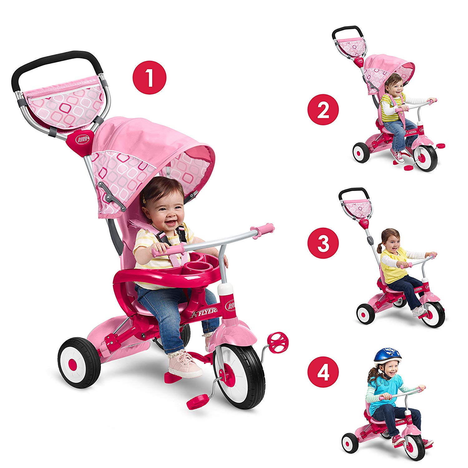 Radio Flyer EZ Fold Stroll N Trike Deluxe Pink จักรยานสามล้อเด็กสุดคุ้ม ใช้ตั้งแต่เด็กเล็กถึงเด็กโต