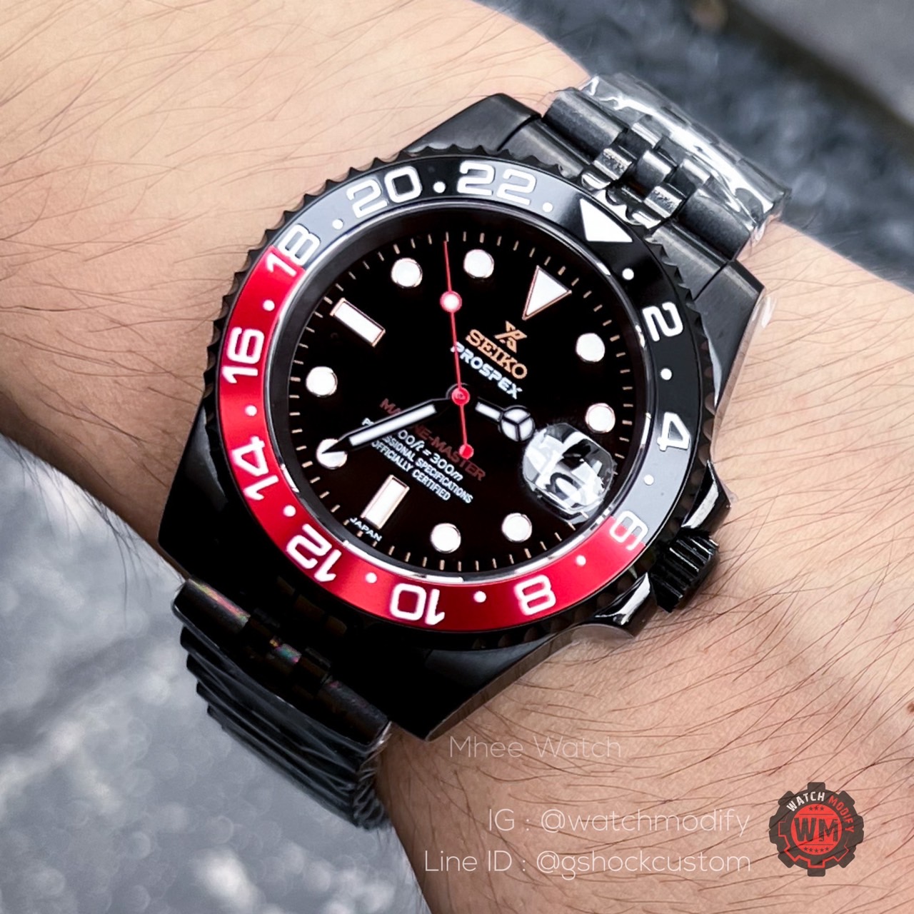 Seiko Mod Coke Zero PVD Black jubilee strap New Version