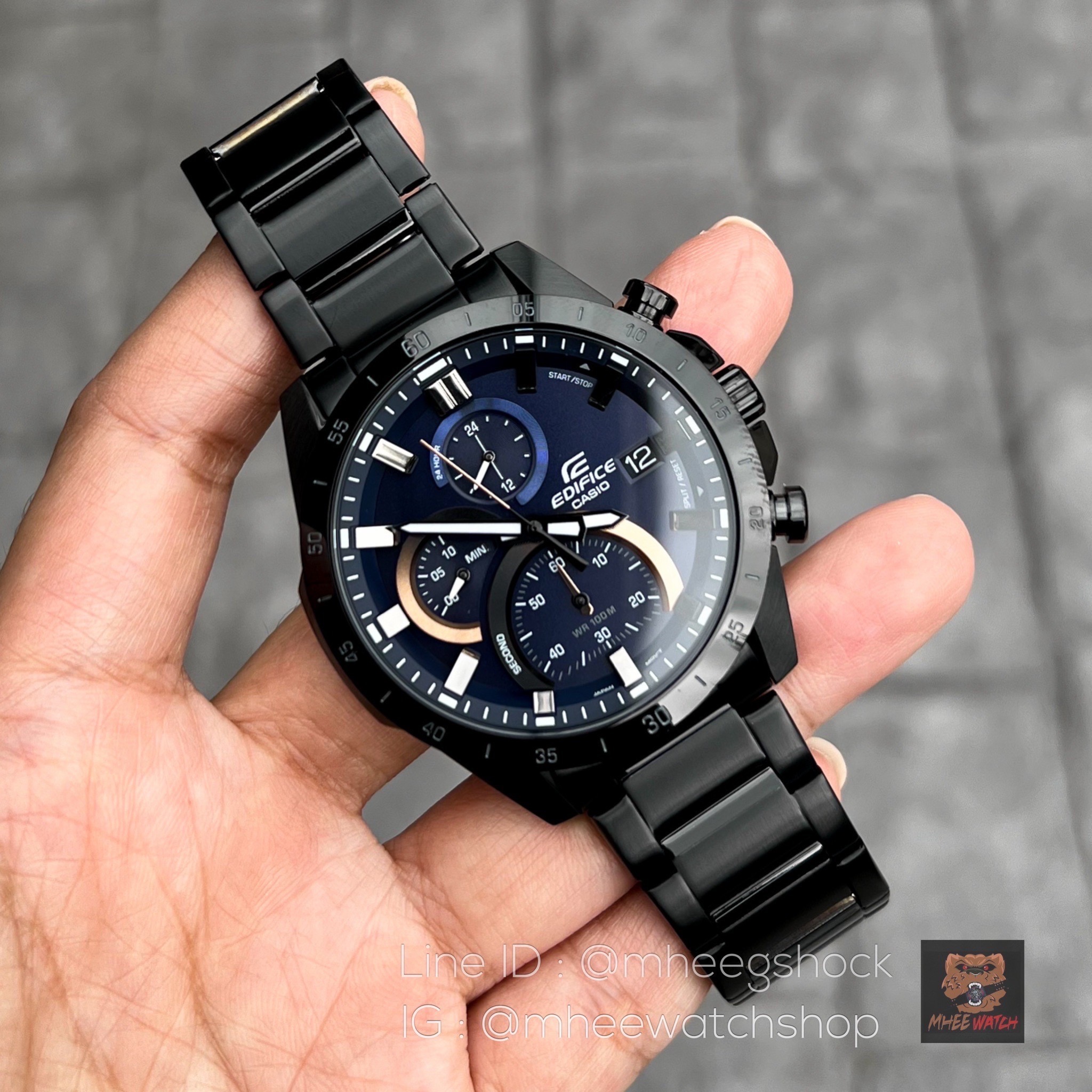 Casio Edifice Chronograph PVD Black Deep Blue Rosegold Dial EFR-571DC-2AVUDF