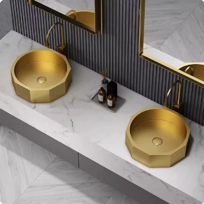 CT196D099 TSUKAERU Luxury wash basin อ่างล้างมือ อ่างสีทอง เคาน์เตออร์สีทอง
