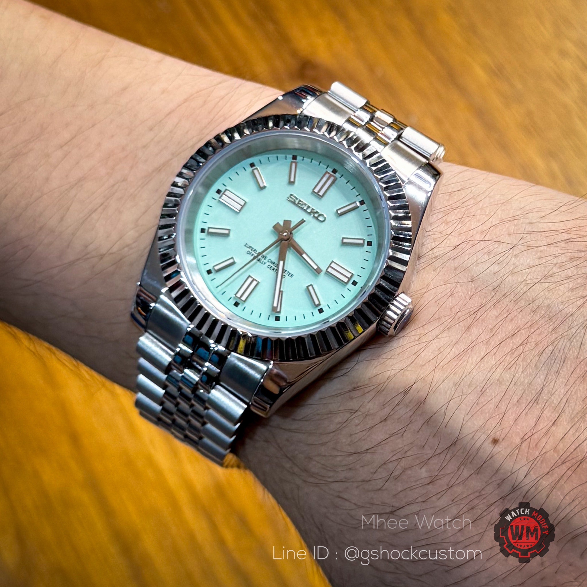 Seikomod Tiffany Dial 39mm Fluted Bezel Jubilee Strap