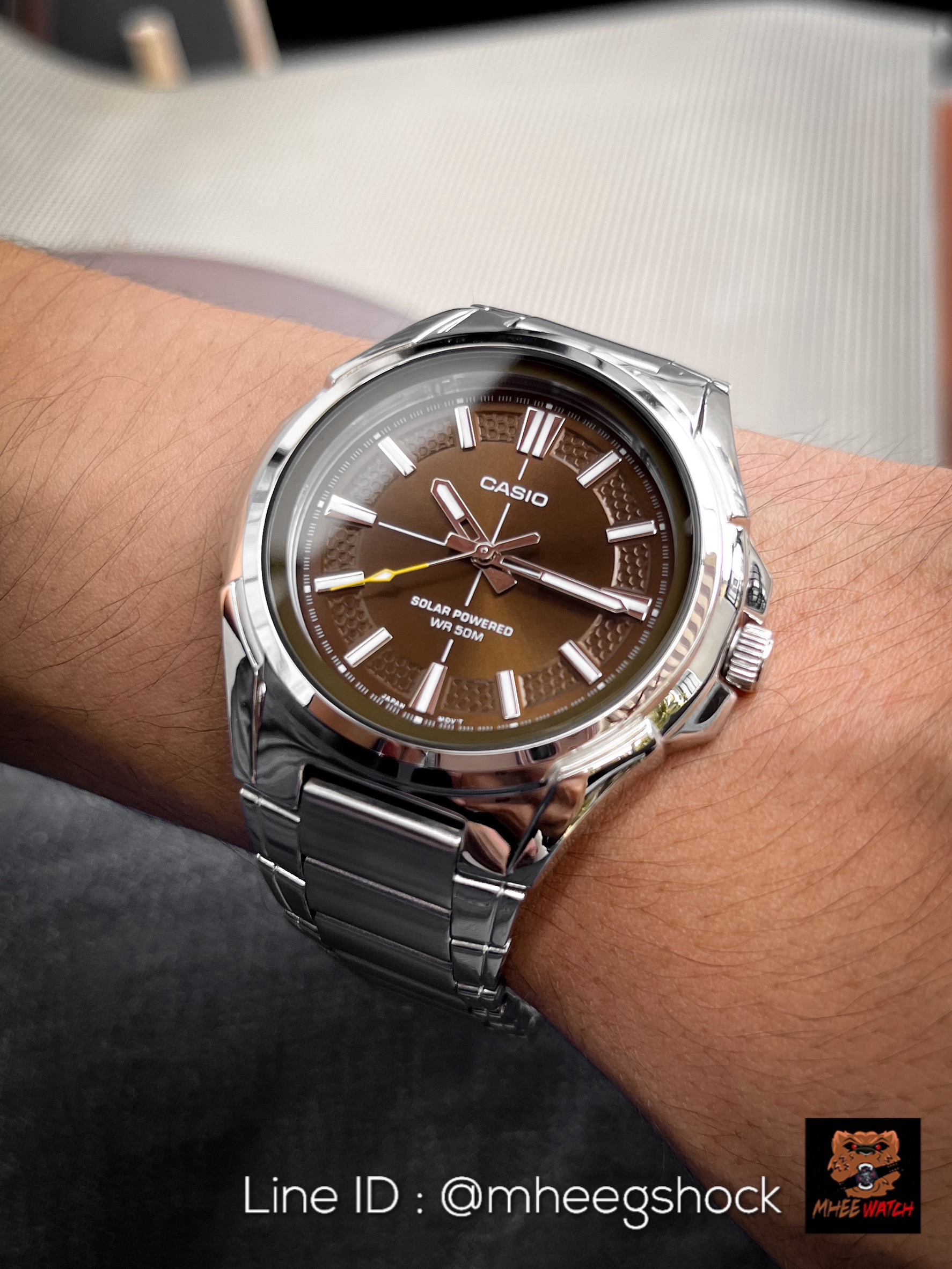 Casio Stainless Steel Solar Powered Nautilus Design Espresso Dial 46MM
