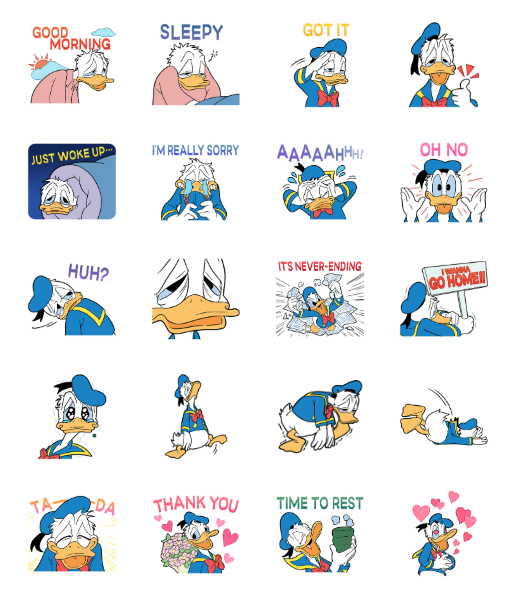 ขายสติกเกอร์ไลน์ โดนัลด์ ดั๊ก หมดแรง