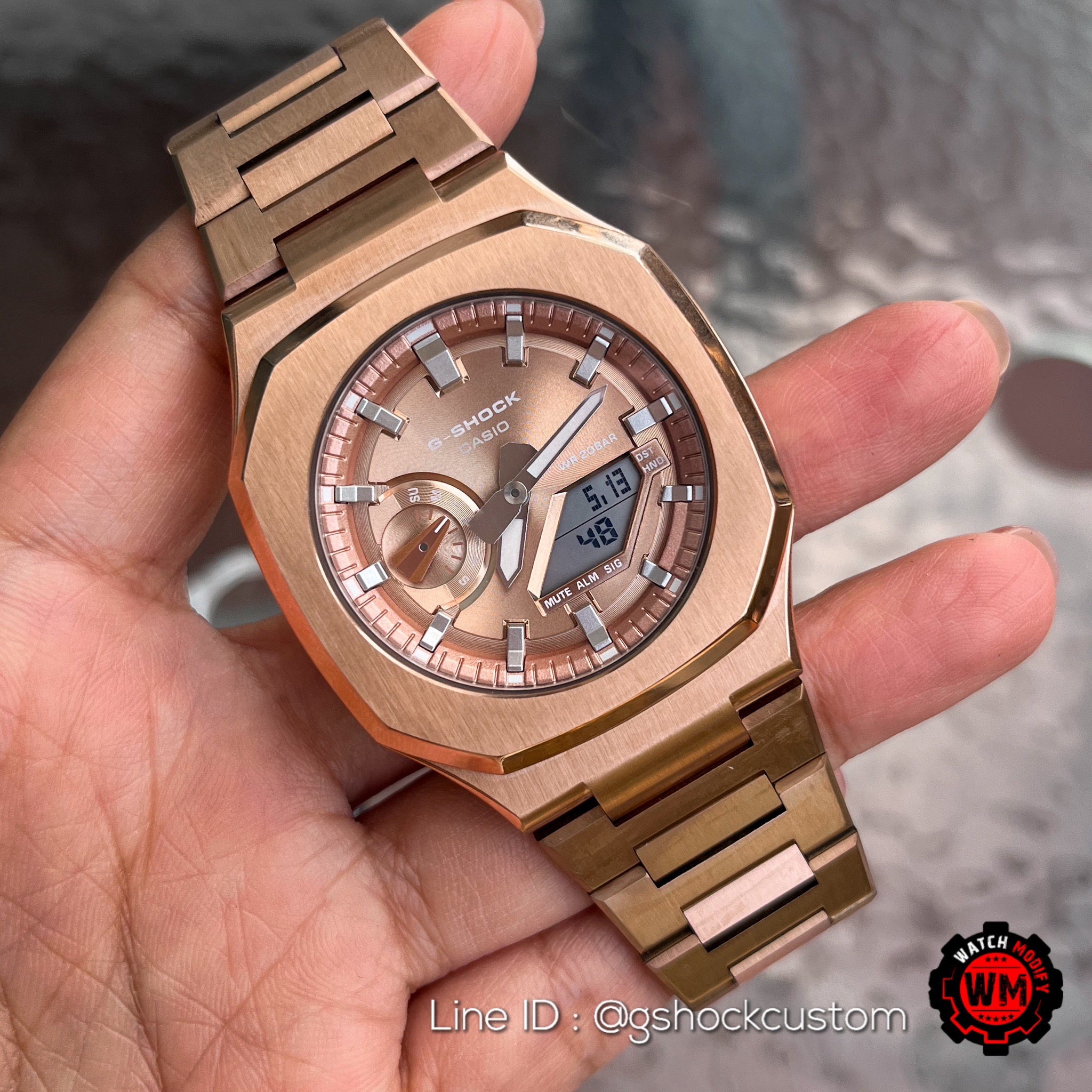 G-Shock Rosegold Nautilus Full Metal with Extra Jelly Transparent Strap