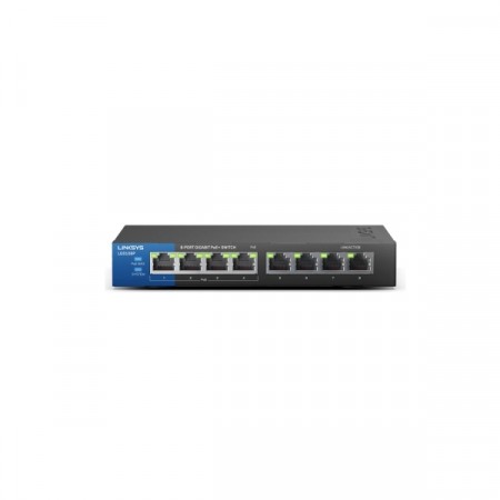 Linksys LGS108P Switch PoE 8-Port Gigabit Ethernet Unmanaged, Total Budget 50W, 16 Gbps Bandwidth, Metal Enclosure