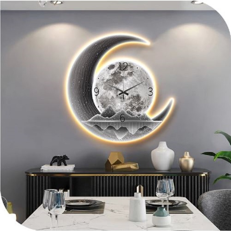 CT190C037 INTERY นาฬิกาดวงจันทร์ นาฬิกาติดผนัง ภาพติดผนัง