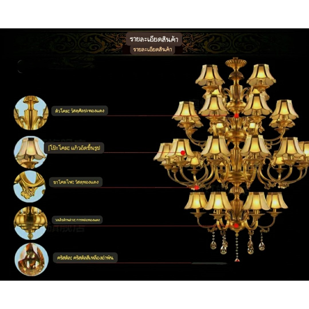 CT157A079 SOTMIA โคมไฟสไตล์ออสเตรีย แชนเดอเรียสไตล์ยุโรป แชนเดอเรียโคมไฟระย้า โคมไฟระย้า แชนเดอเรีย4ชั้น