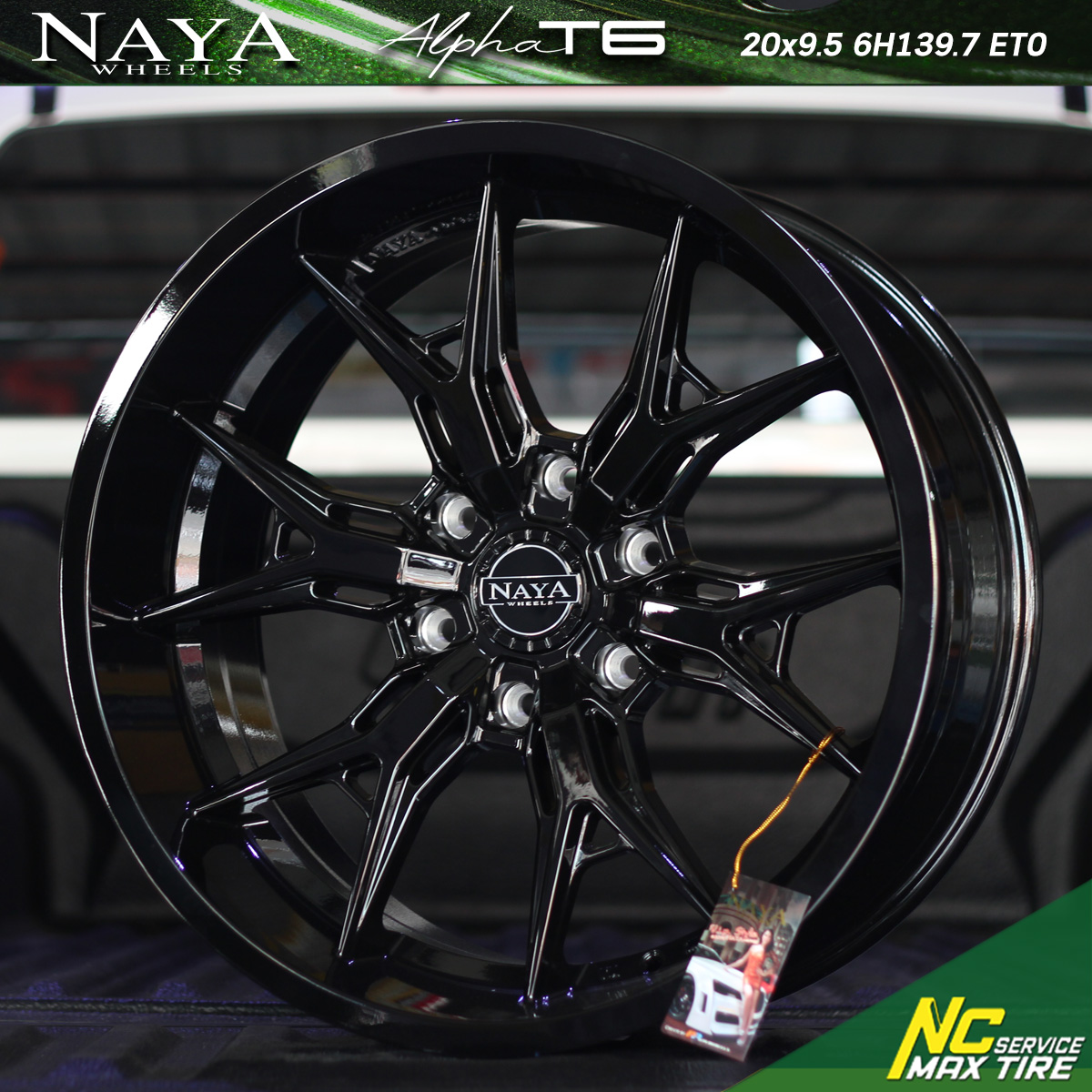 ล้อแม็กขอบ20 / NAYA ALPHA-T6 / 20x9.5 6H139.7 ET0 / สีดำเงา Deep Black / สำหรับกระบะ และ PPV