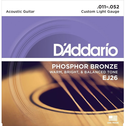 สายกีตาร์โปร่ง D'Addario EJ26 11-52 Custom Light