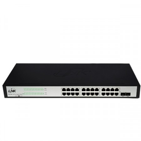 Link PG-2126 24-Port Unmanaged Gigabit Rackmount Switch (10/100/1000Mbps Ethernet), Metal Enclosure