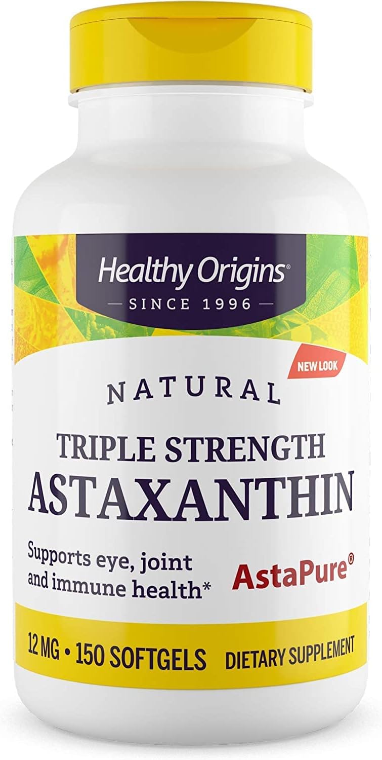Healthy Origins Triple Strength Astaxanthin 12 mg. อาหารเสริมแอสตาแซนธิน สารต้านอนุมูลอิสระ