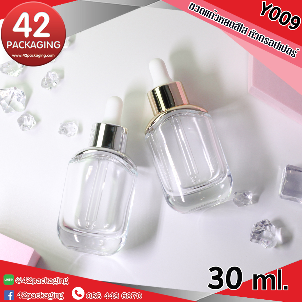 ขวดแก้วหยดสีใส Y009