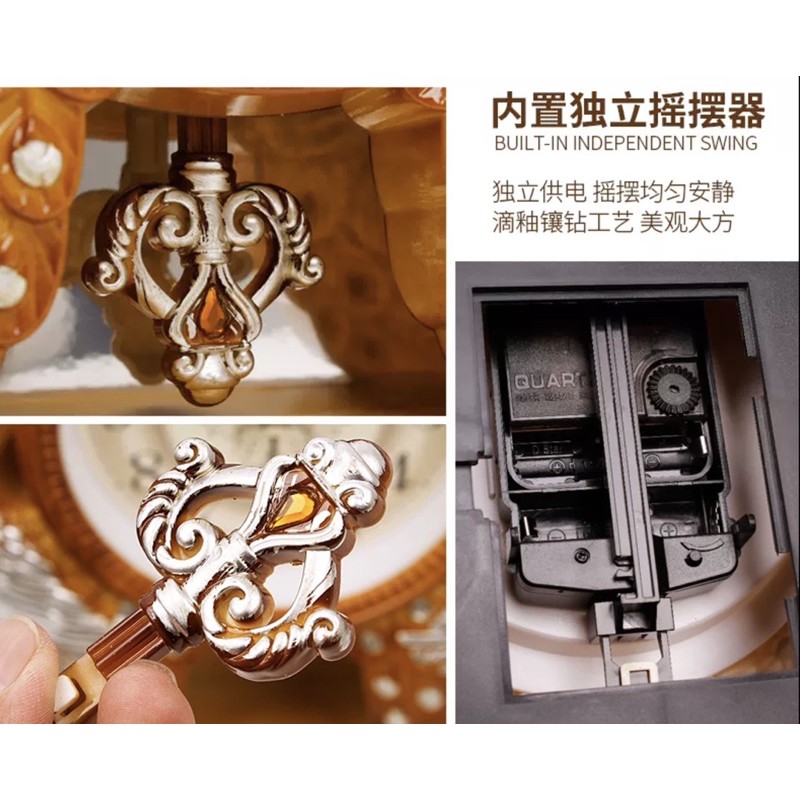 CT027C009 INTERY นาฬิกาตั้งโต๊ะ นาฬิกา นาฬิกาสวย นกยูง นกยูงตกแต่ง ช้างตกแต่ง table clock peacock elephant home decor