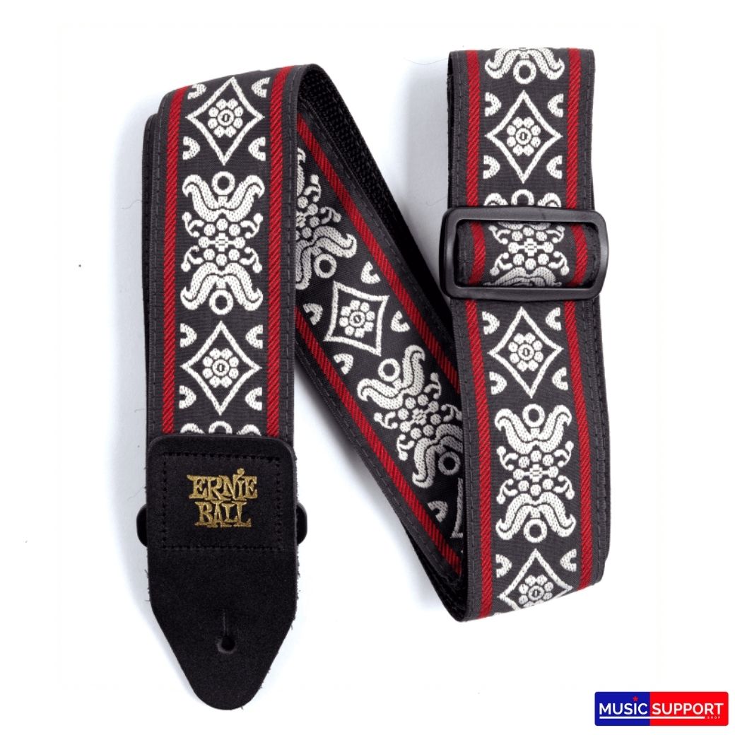 สายสะพายกีตาร์ ERNIE BALL BLACKJACK RED JACQUARD STRAP