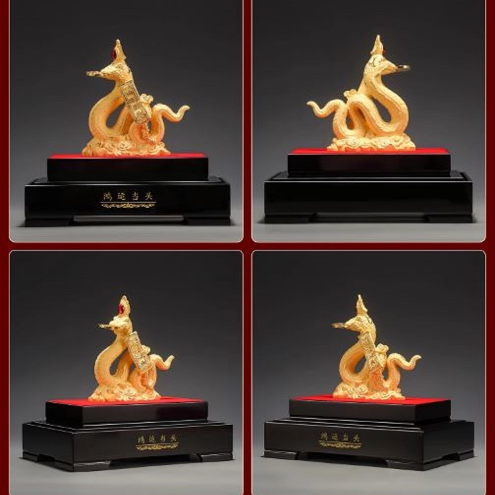CT224B161 HAOYUN รูปปั้นงูมงคล งูทอง ปีมะเส็ง Snake ของมงคล ของขวัญเลื่อนตำแหน่ง ของขวัญขึ้นบ้านใหม่