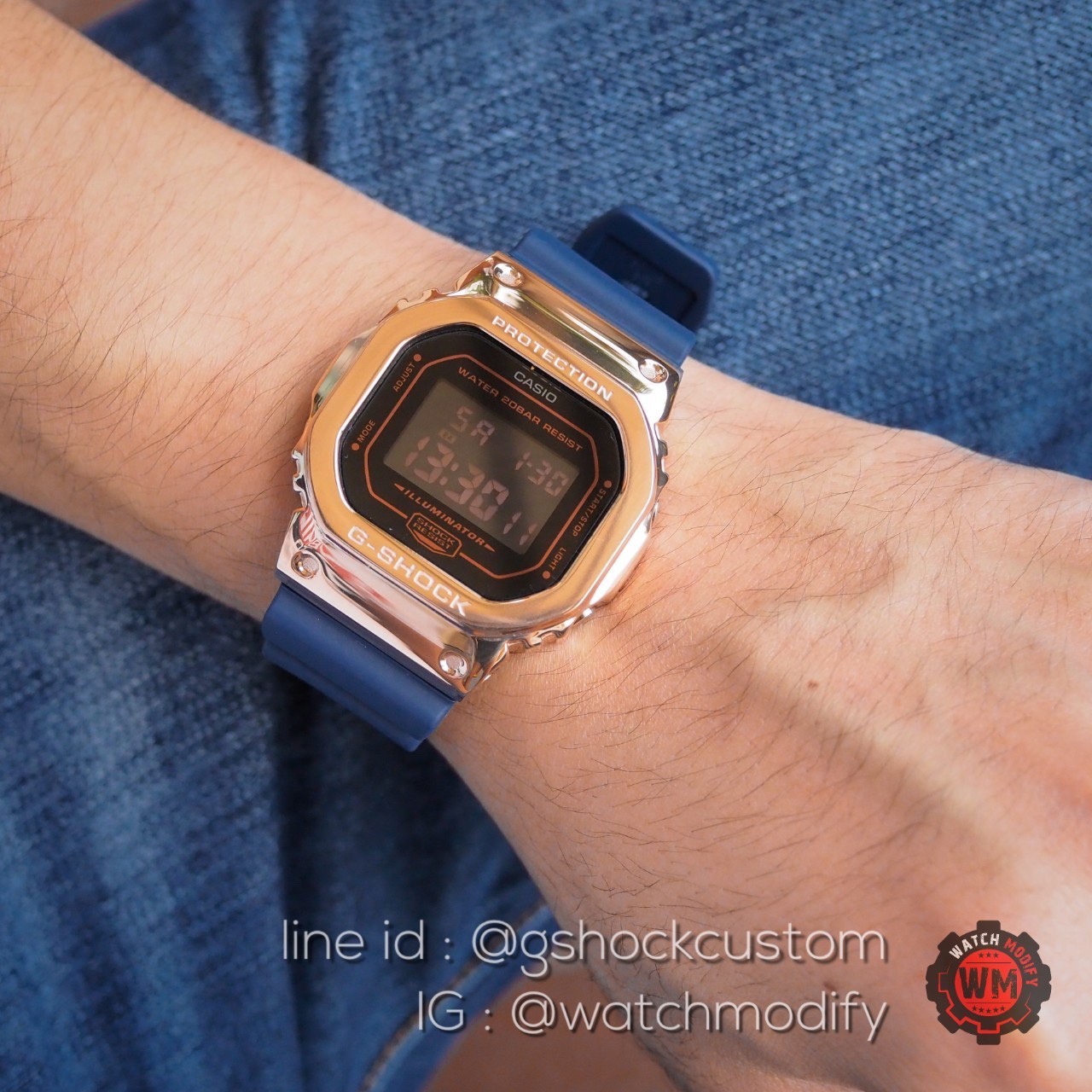 Dw-5600BBM-2 Metal Face Navy Blue Rose Gold