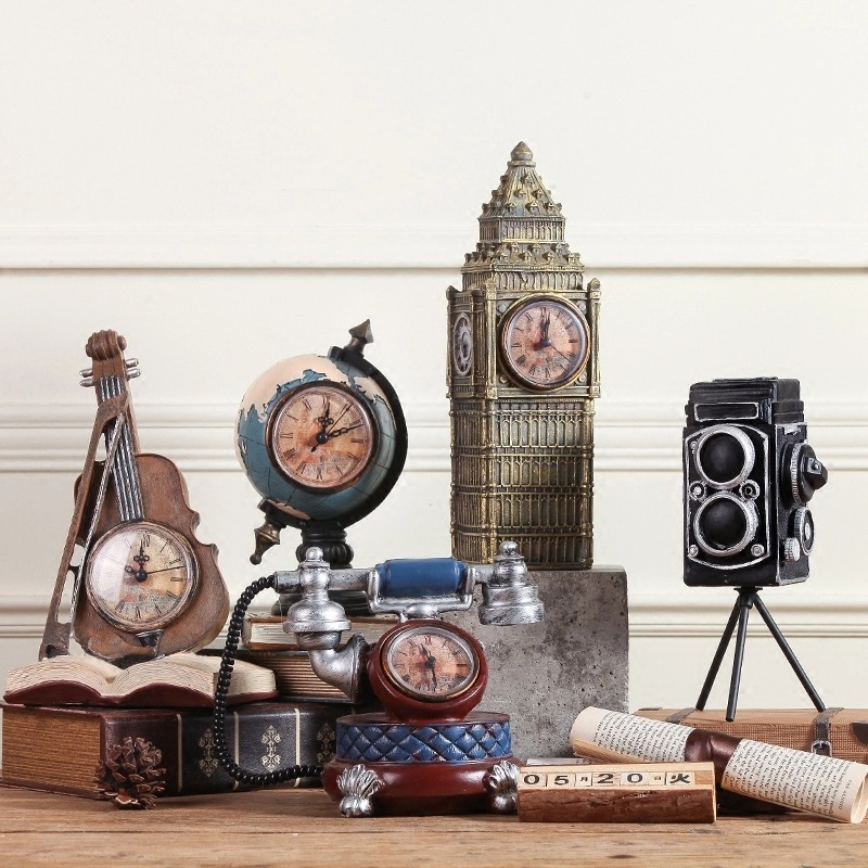 C1009B008 FAMITOSS ของตกแต่งบ้านวินเทจ โบราณ เรโทร RETRO DECORATION ตกแต่งห้อง ของขวัญ ของตั้งโชว์ นาฬิกา กระปุกออมสิน