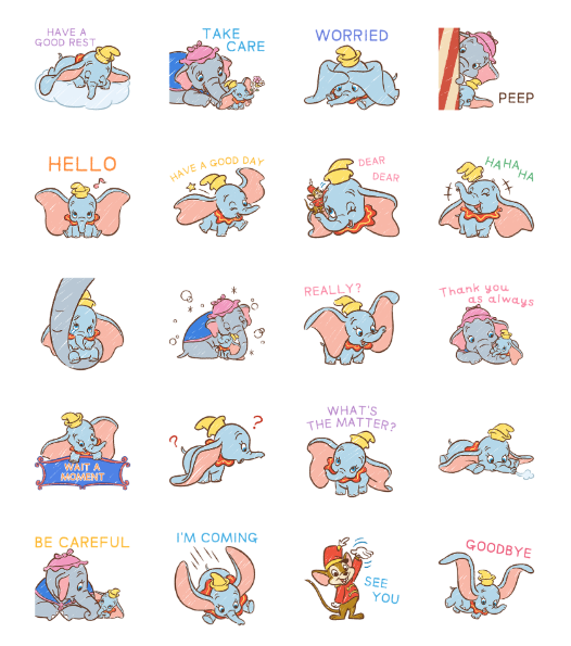 ขายสติกเกอร์ไลน์ ดัมโบ้กับจัมโบ้ ลายเส้นรูปสเก็ตช์