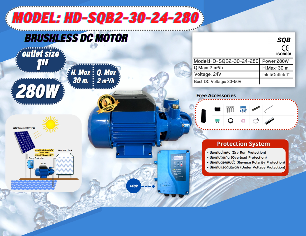 ปั้มน้ำหอยโข่ง HD-SQB2-30-24-280 1" ชิ้น 2023-02-10 14:11:03 2023-02-10 14:11:03