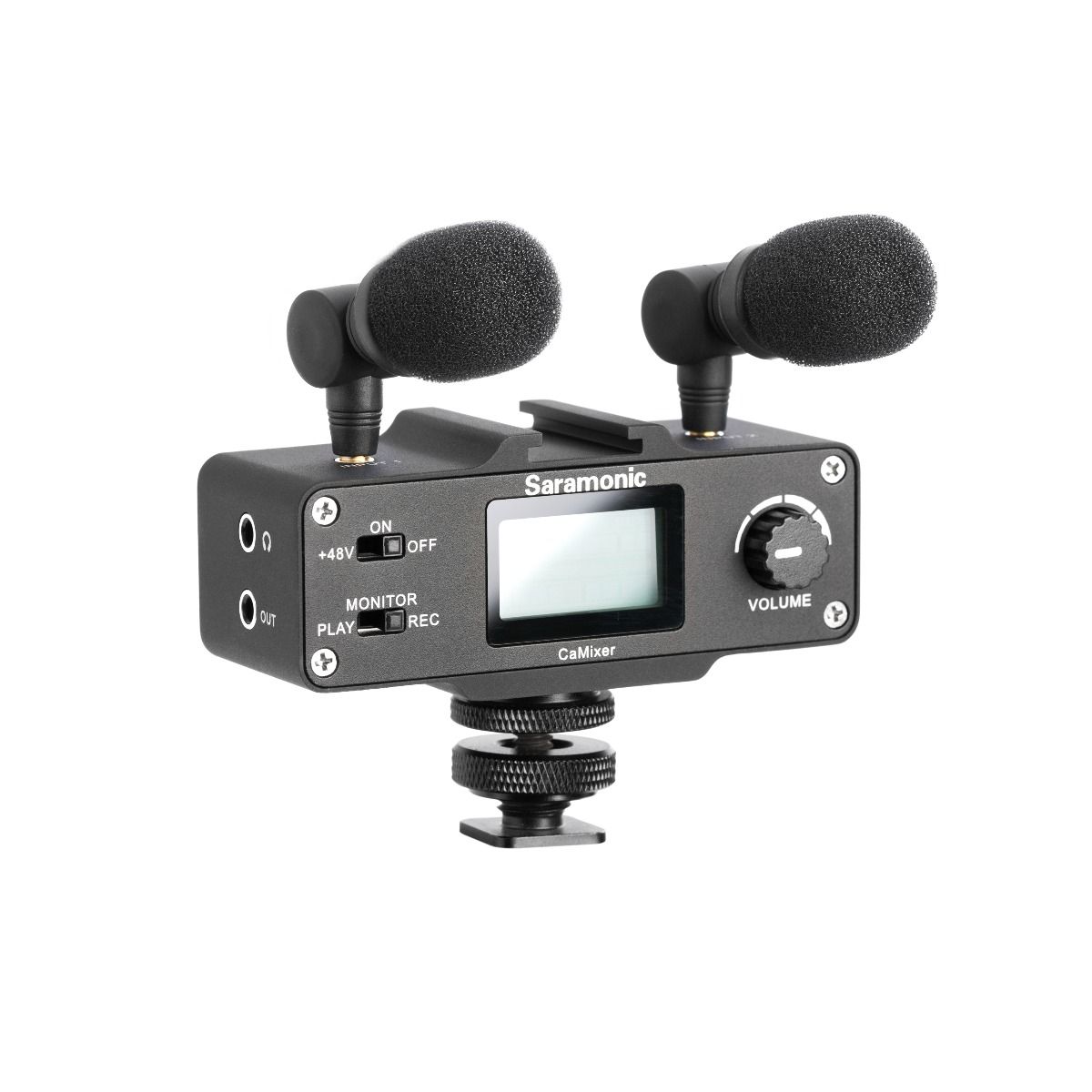 Saramonic CaMixer มิกเซอร์รวมเสียงไมโครโฟน TRS 3.5มม. 2 ช่อง พร้อมสายไมโครโฟนหนีบปกเสื้อมินิ XLR ใช้ได้กับกล้อง