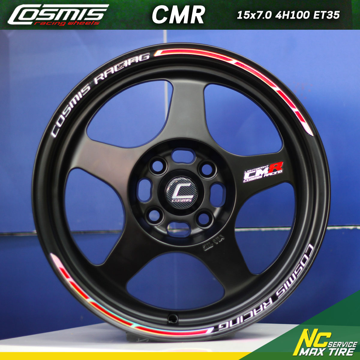 ล้อแม็กขอบ15 / Cosmis / CMR / ล้อแม็กสีดำด้าน / 15X7 4H100 ET35