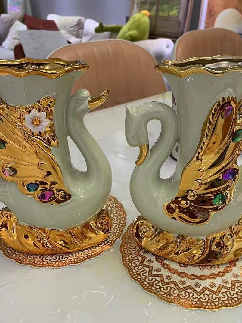 CT209E041 DECHOME แจกันเซรามิกยุโรป แจกันแต่งบ้าน ดอไม้ปลอม หงส์ European ceramic vase