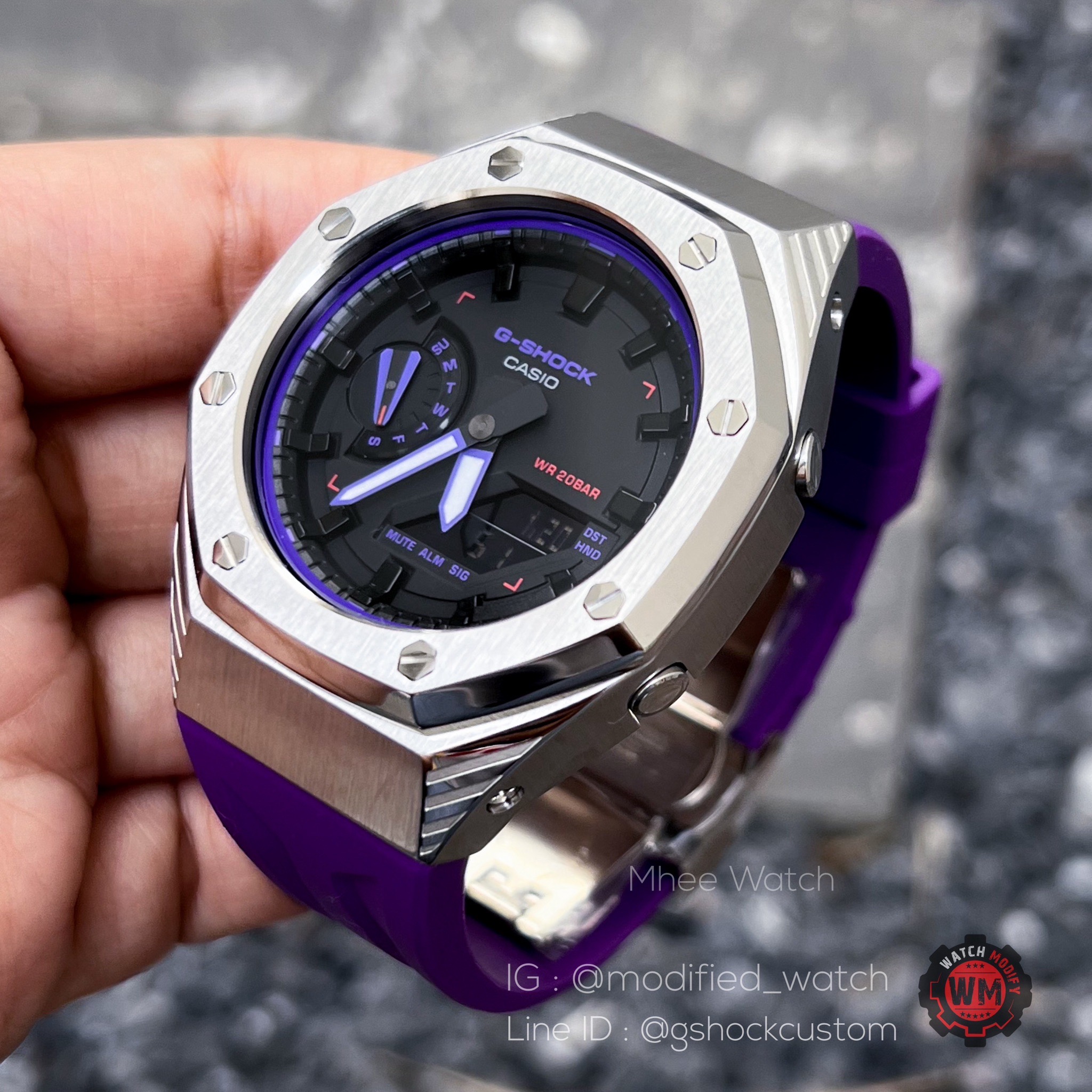 G-Shock Casioak Silver Black Panther Purple Rubber Strap New Generation