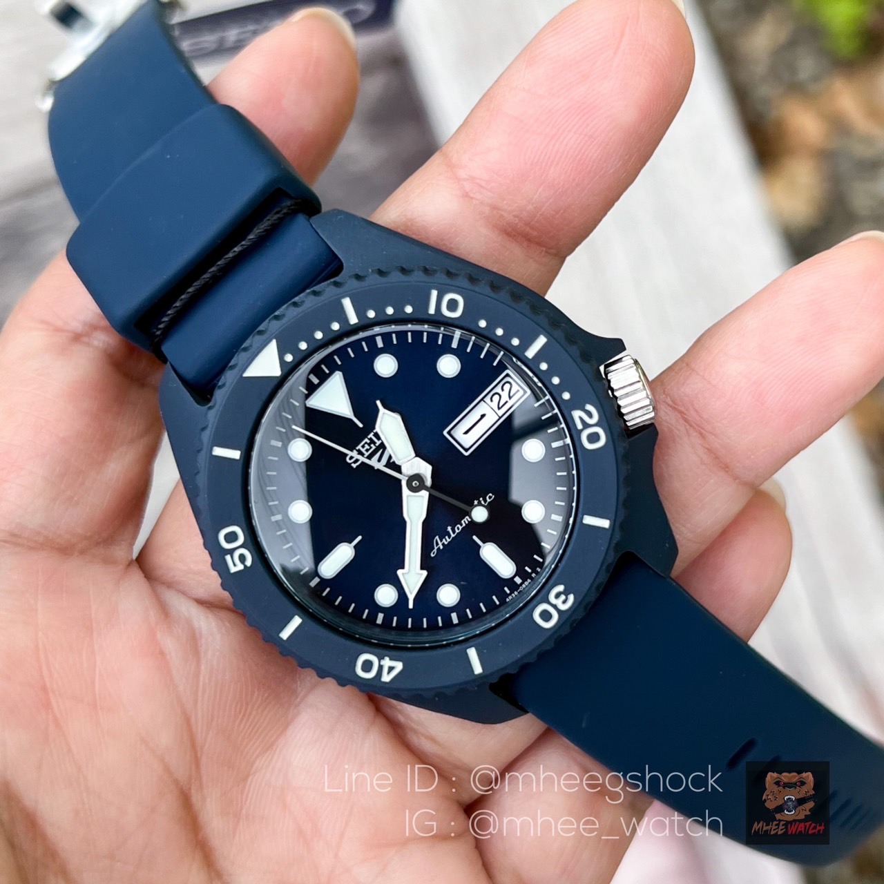 นาฬิกาSEIKO New 5 Sport Automatic Resin Navy Blue Colors Case Special Edition SRPG85K1