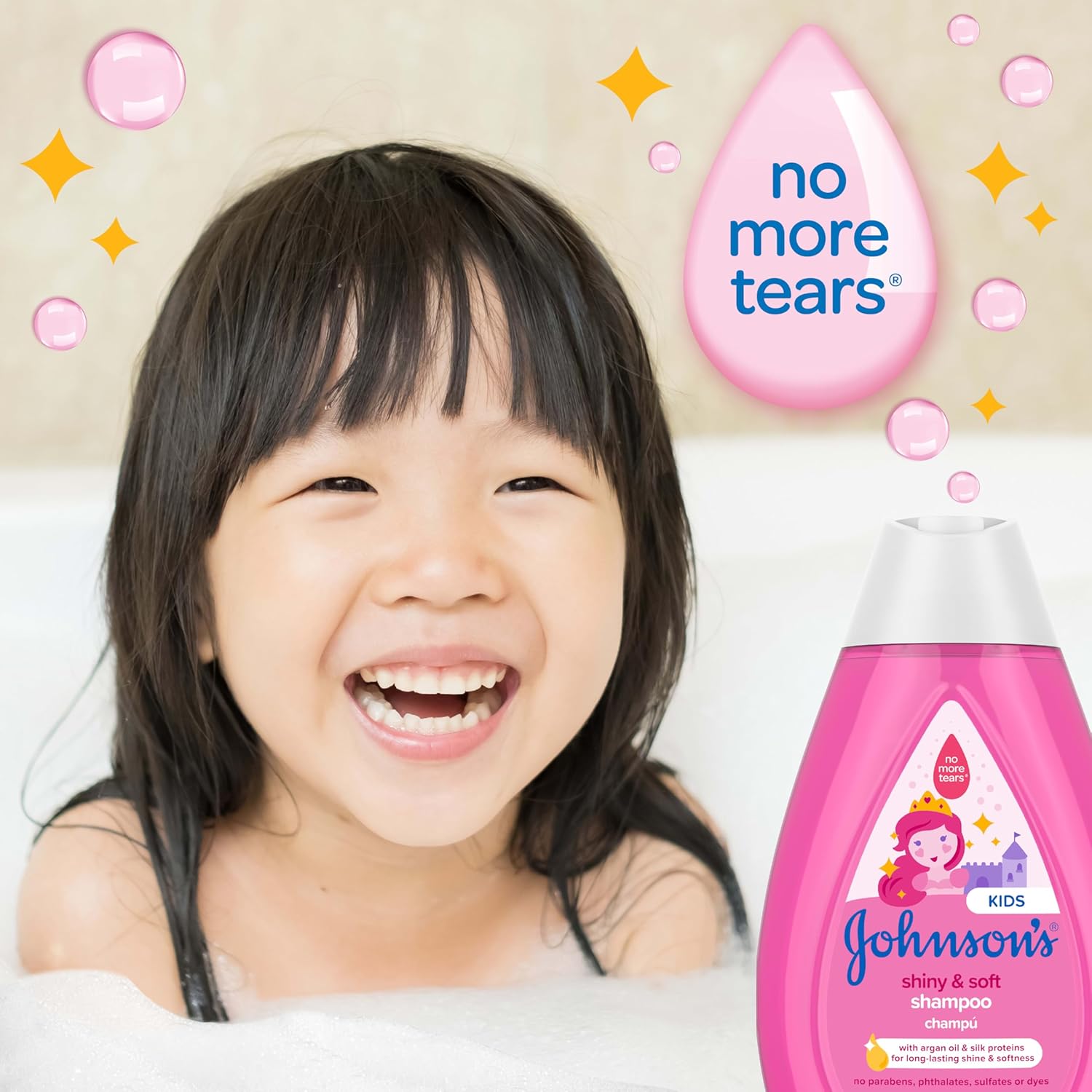 Johnson's Kids Shiny & Soft Tear-Free Kids' with Argan Oil & Silk Proteins จอห์นสัน คิดส์ ช่วยผมนุ่มลื่น
