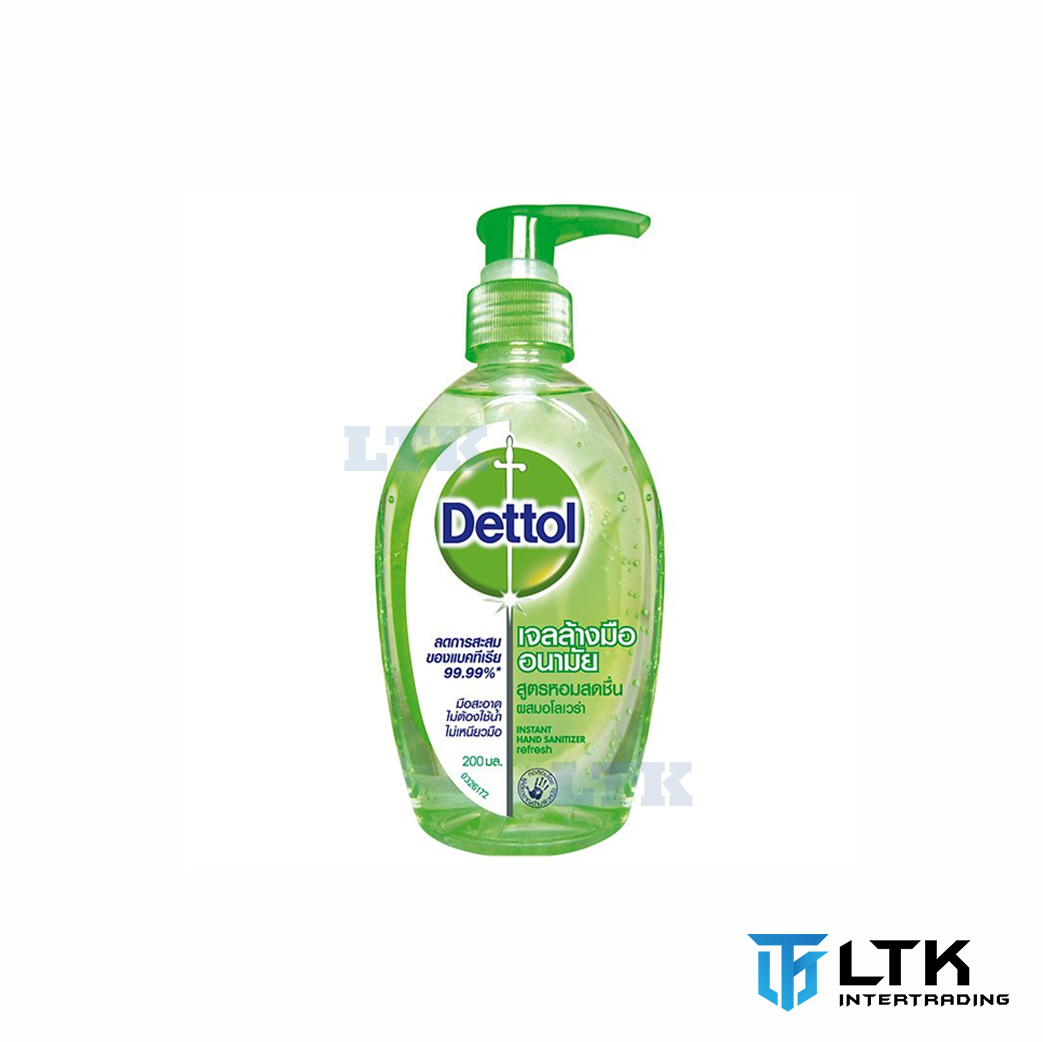 Dettol เจลล้างมือ แอลกอฮอล์ 70% รุ่นResfresh ขนาด 200มล (มีหัวปั๊ม)