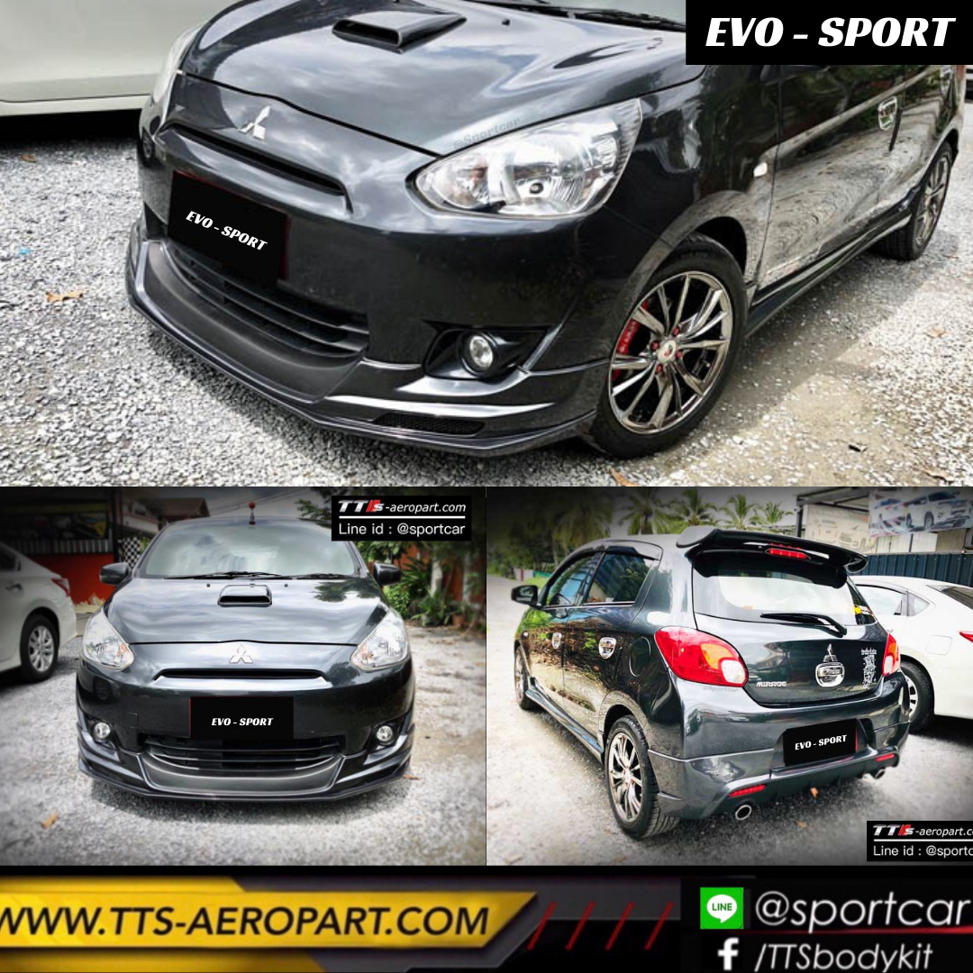 ชุดแต่ง Mirage 2015 2014 2013 2012 ทรง Evo Sport - มิตซูบิชิ mirage แต่งสวย สเกิร์ตรอบคัน Mirage สปอยเลอร์ Mirage อุปกรณ์ตกแต่ง Mirage ราคาเบาๆ ราคาโรงงาน