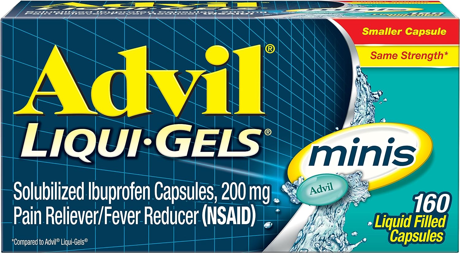 Advil Liqui-Gels Minis บรรเทาอาการปวดสำหรับอาการปวดหัว, ปวดหลัง, ปวดประจำเดือนและบรรเทาอาการปวดข้อ ชนิดเจลแคปเม็ดเล็ก สินค้าพรีออเดอร์ รอ 20 วัน