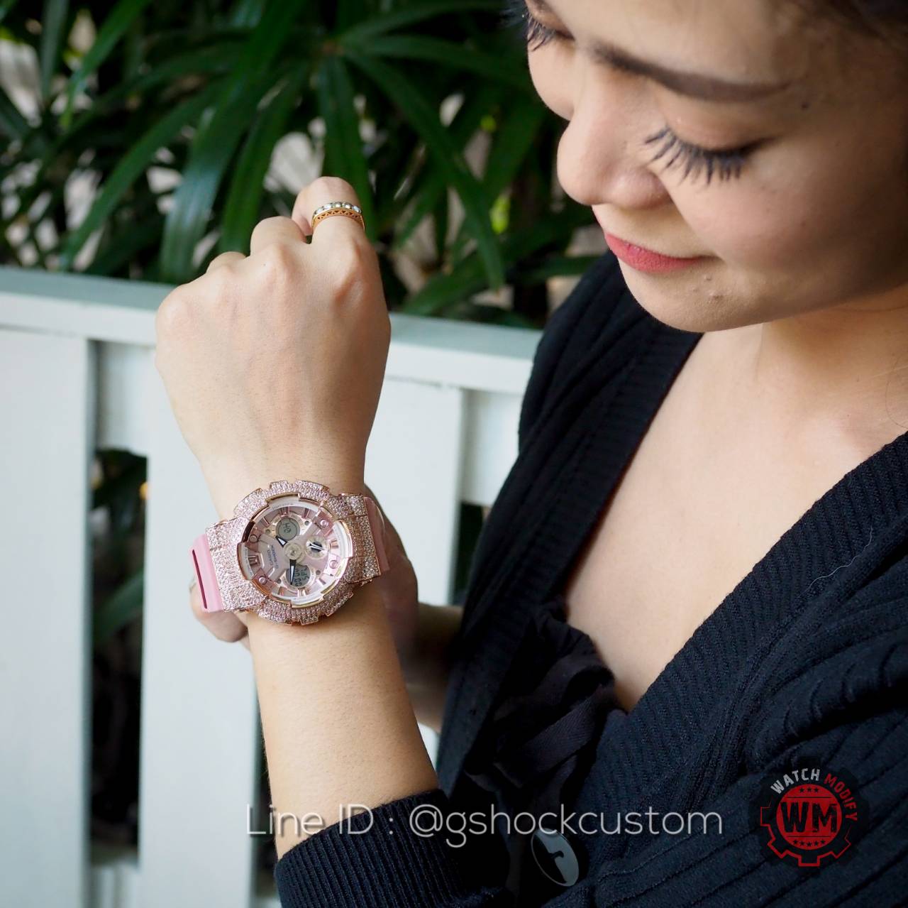 G-Shock mini พีช กรอบเพชร BlingBling