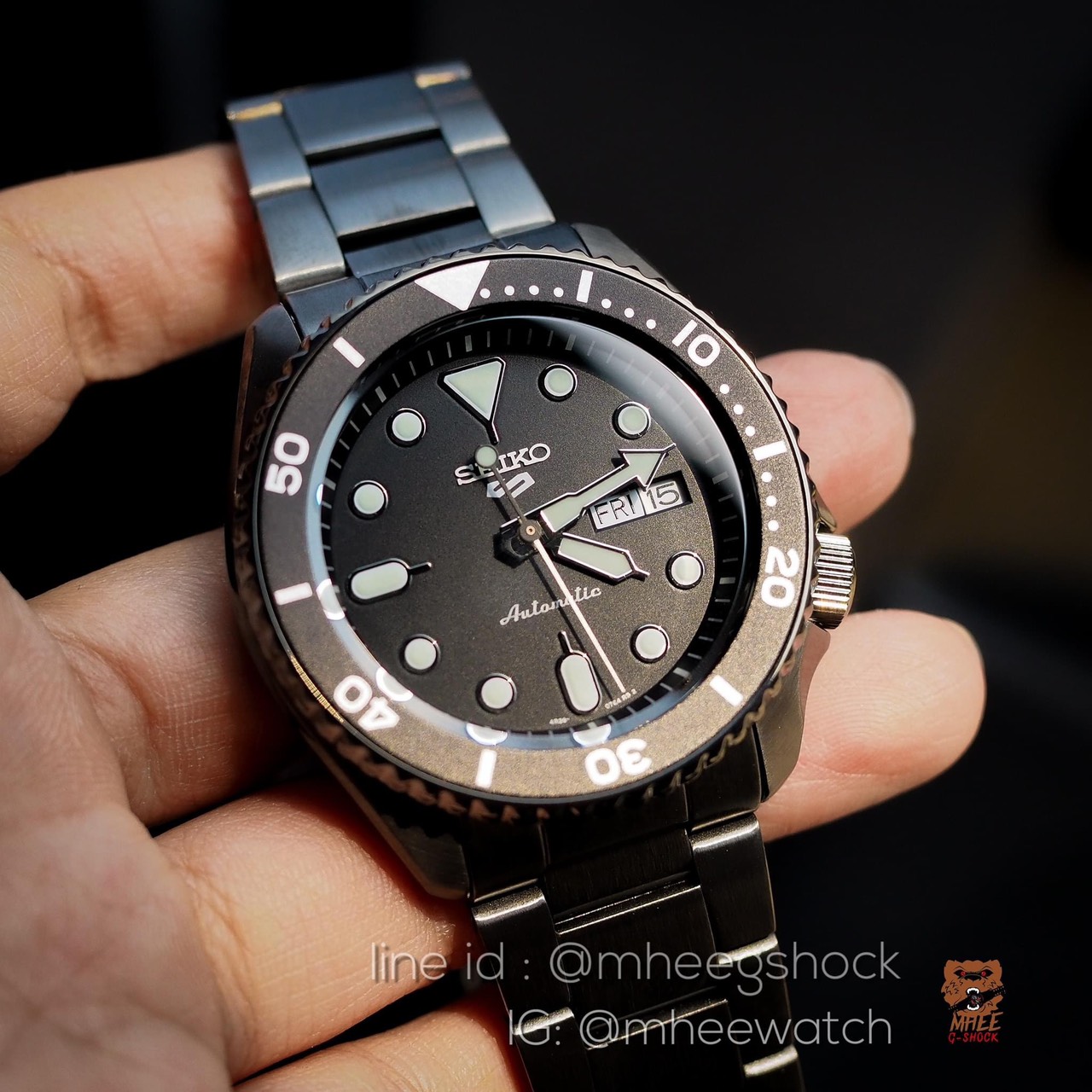 Seiko สแตนเลสรมดำ Automatic PVD Black รุ่นSRPD65K1