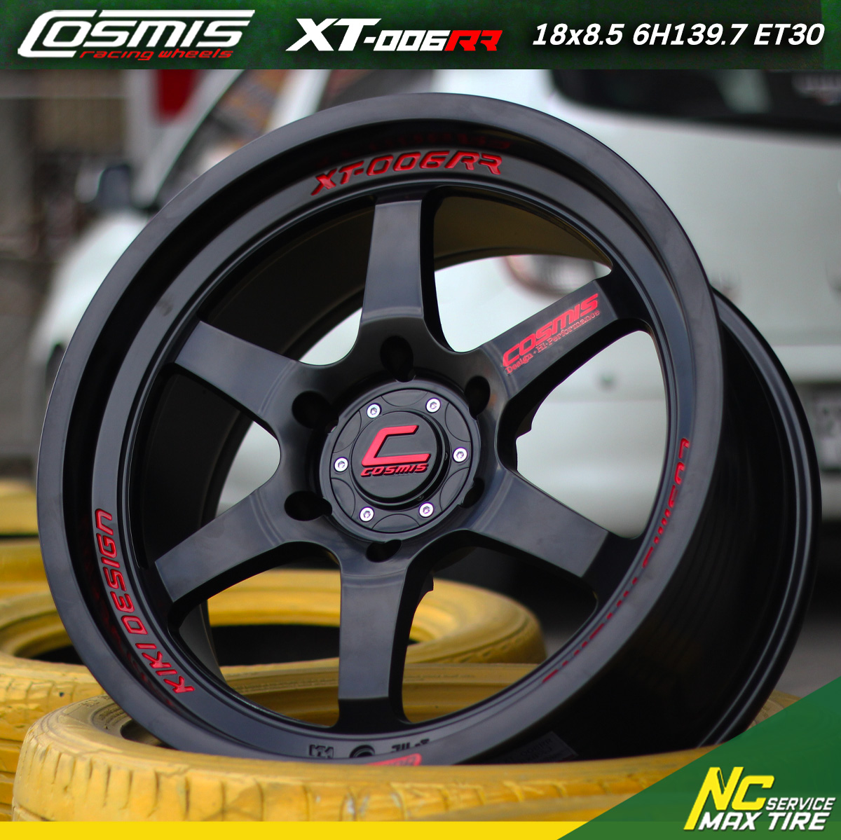 ล้อแม็กขอบ18 / Cosmis / XT-006RR / ล้อแม็กสีดำอักษรแดง / 18x9.5 6H139.7 ET25