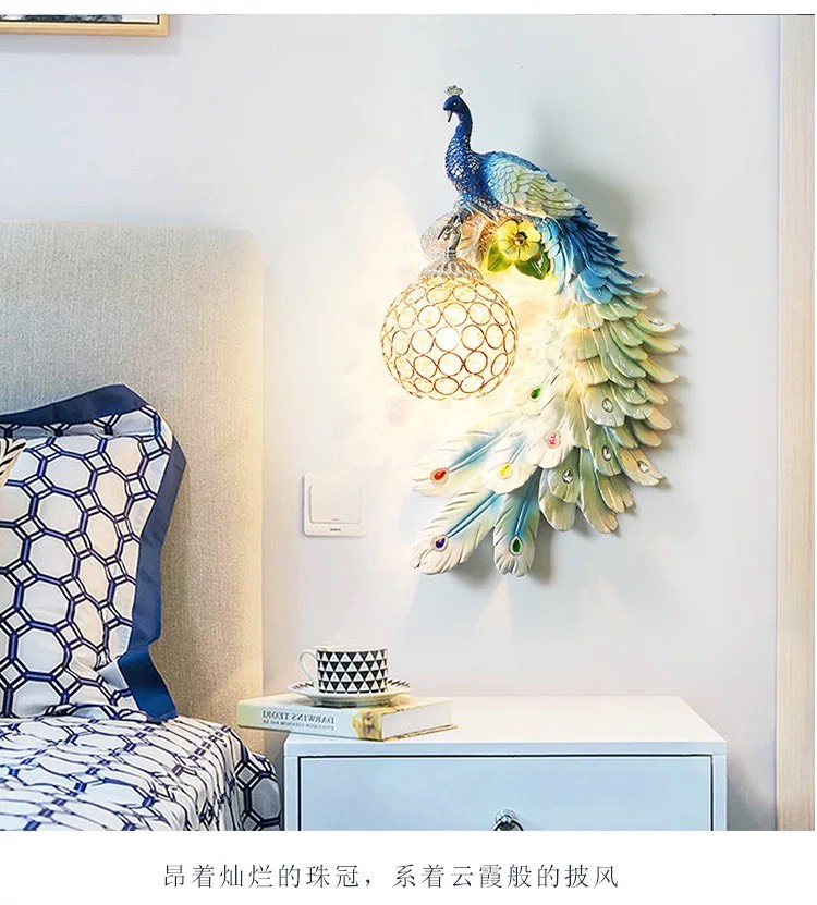 CT005A005 SOTMIA นกยูง โคมไฟ โคมไฟนกยูง โคมไฟหัวเตียง โตมไฟติดผนัง แต่งห้อง เพื่อความสวยงาม เสริมฮวงจุ้ย เสริมดวง