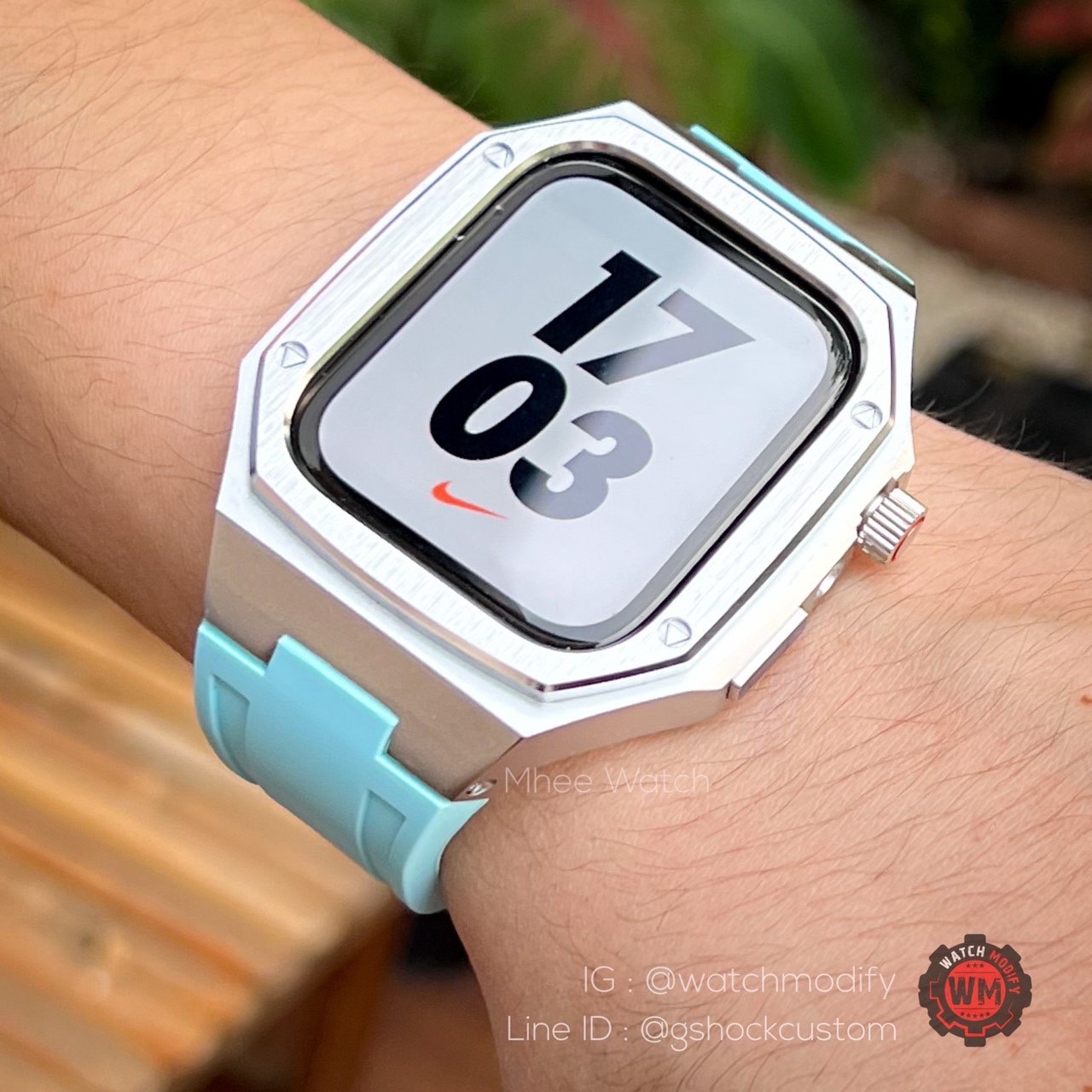 Case Apple Watch Stainless Rubber Tiffany Blue Color for 44MM วัสดุดีมาก ทรงAP