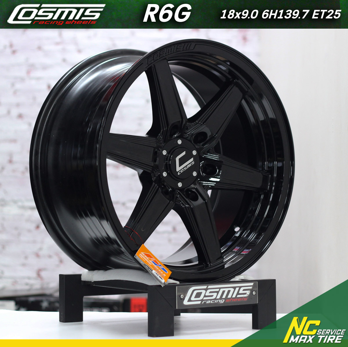 ล้อแม็กขอบ18 / Cosmis / R6-G / ล้อแม็กสีดำเงา / 18X9.0 6H139.7 ET25 / 18X10.5 6H139.7 ET25