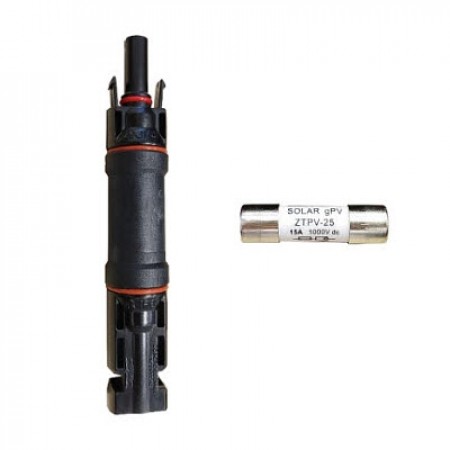 Link CB-1020 MC4 FUSED Connector, with 15A fuse 1500V, TUV Standard, (2.5 mm², 4.0 mm² and 6.0 mm²)