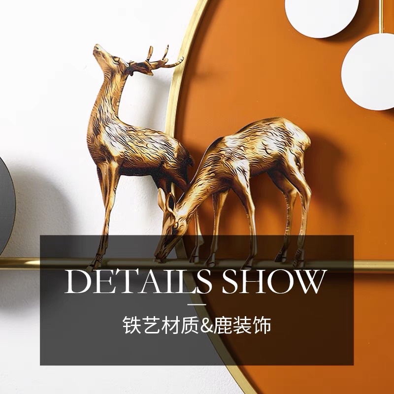 CT117E020 INTERY #นาฬิกาติดผนัง นาฬิกากวางคู่ นาฬิกาModern luxury นาฬิกามงคล นาฬิกาสวยหรู นาฬิกาตกแต่งห้อง