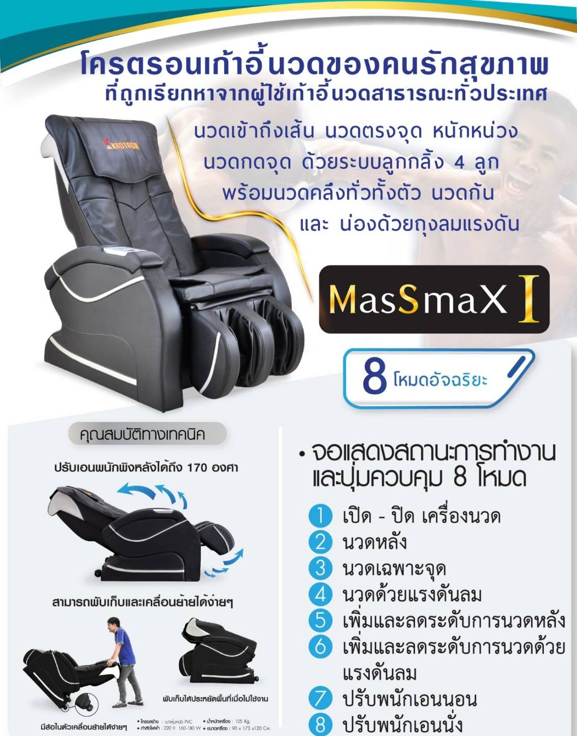 โครตรอนเก้าอี้นวดของคนรักสุขภาพ <asSmaX I 8 โหมดอัจฉริยะ