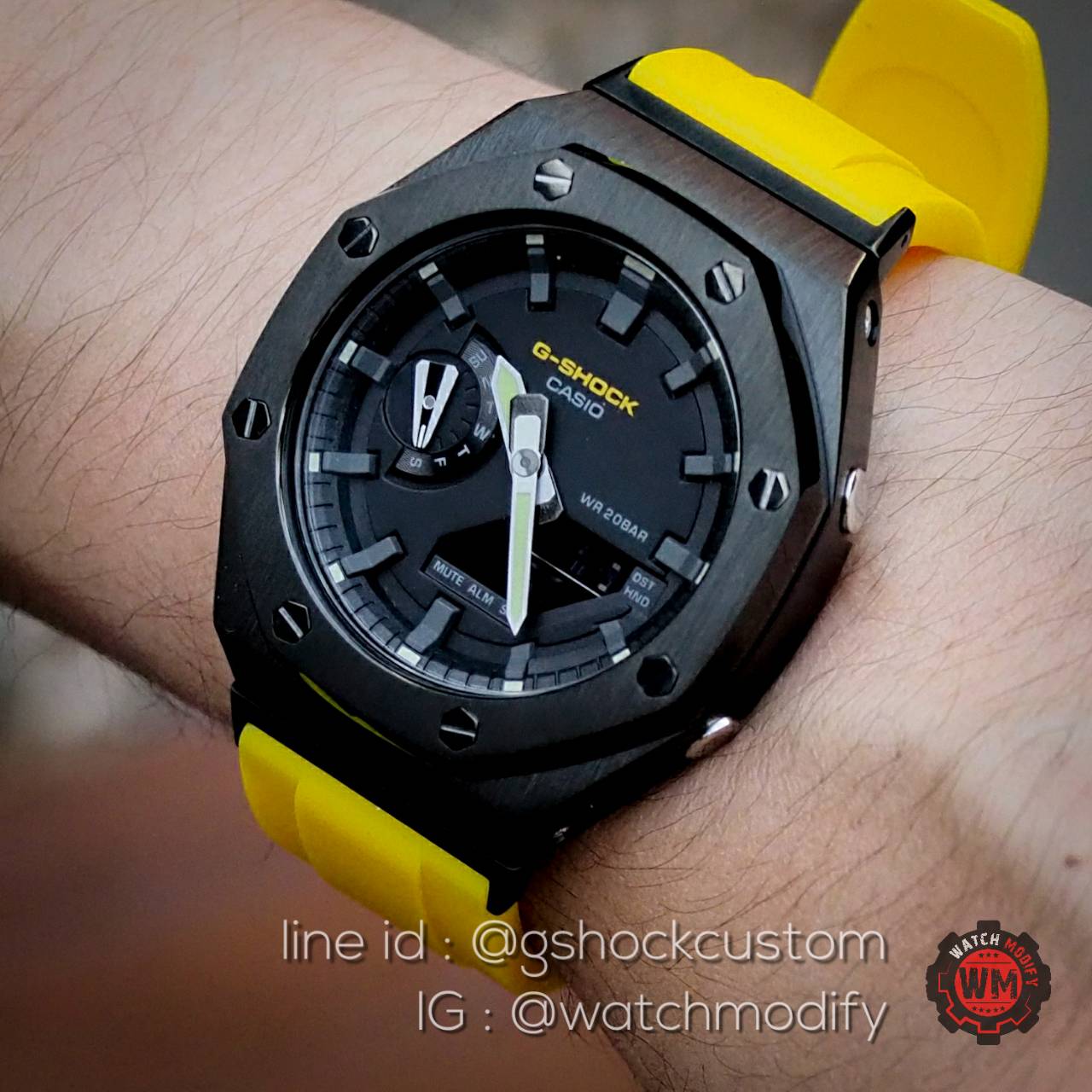 G-Shock Casioak AP Metal สาย Sport Rubber Butterfly เหลืองดำ
