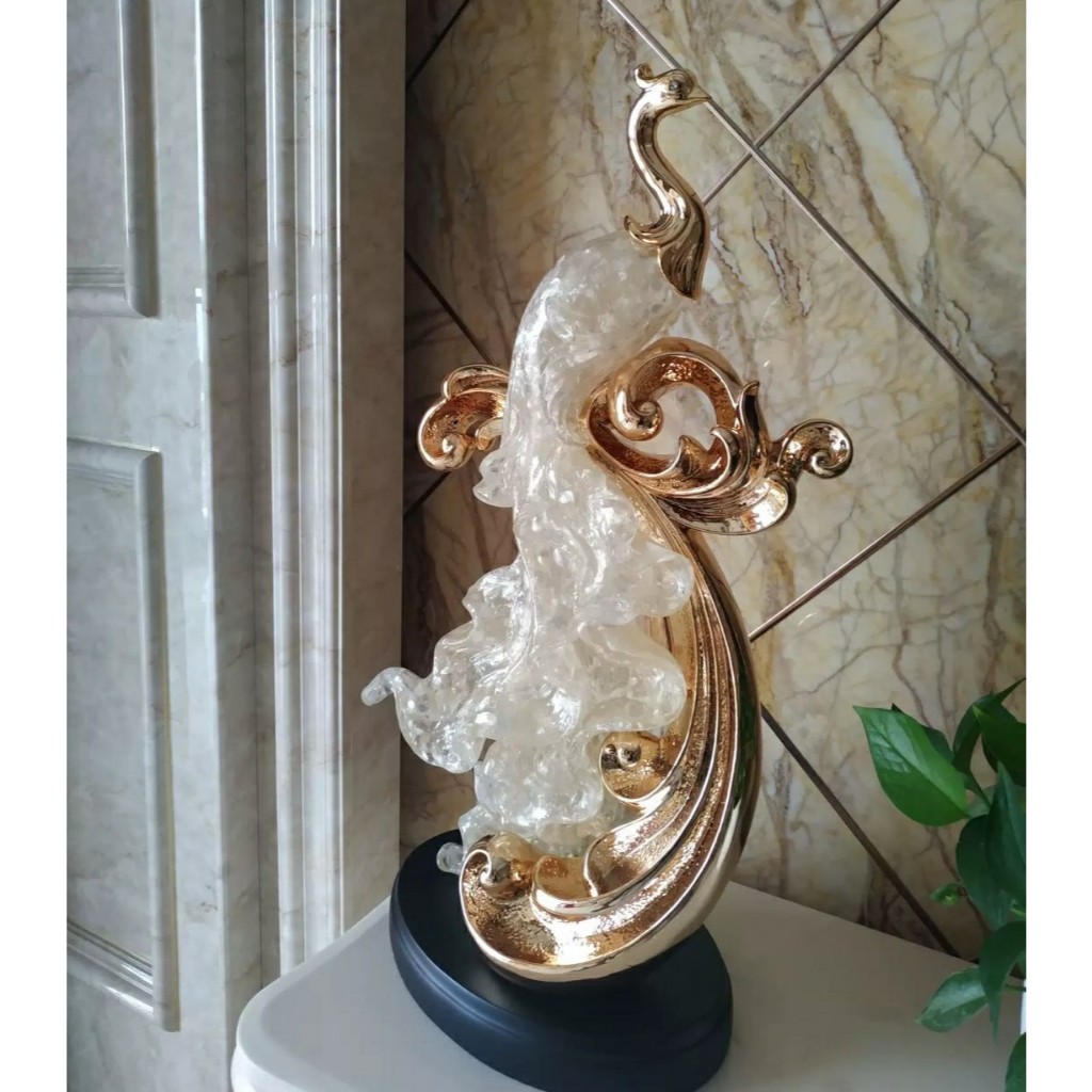 CT215B157 FAMITOSS โมเดลนกยูง โมเดล ของตกแต่ง ของขวัญขึ้นบ้านใหม่ โมเดลแต่งโรงแรม