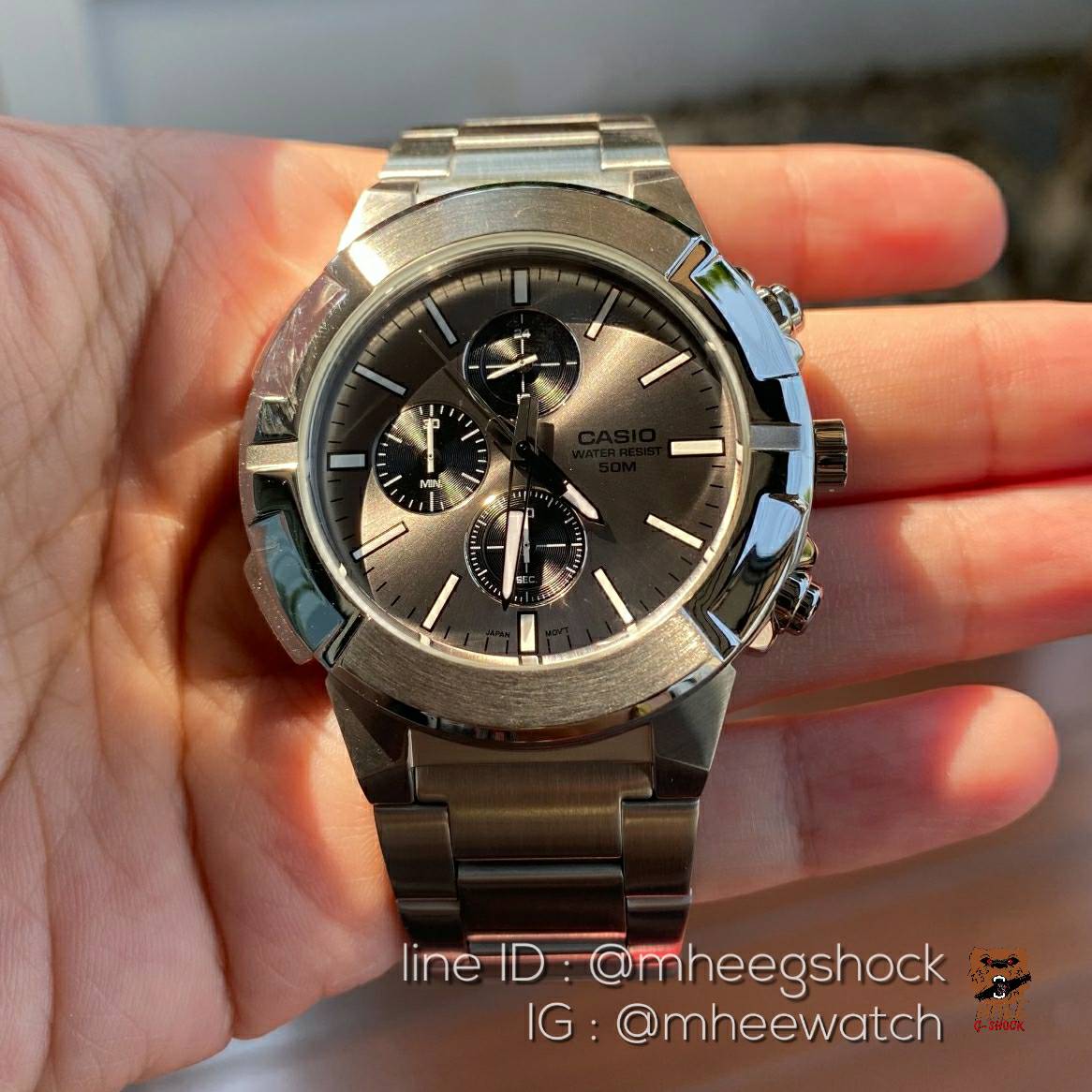 นาฬิกา Casio G-Steel จอ Chronograph บรอนส์เงิน ของแท้ ประกันศูนย์