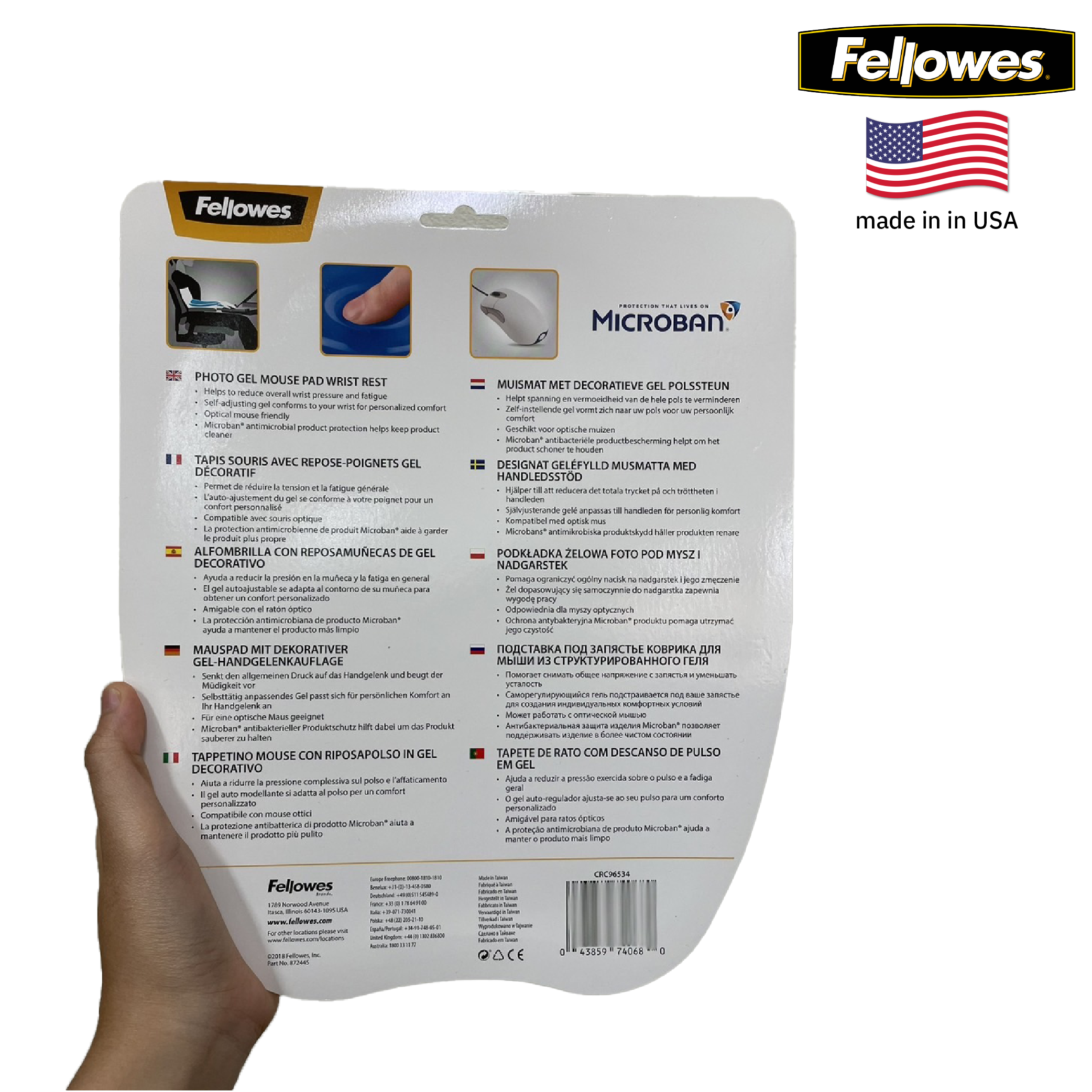 แท่นเจลรองข้อมือเพื่อสุขภาพ สำหรับเมาส์ เฟลโล่วส์ Mousepad Wrist Support - Chevron