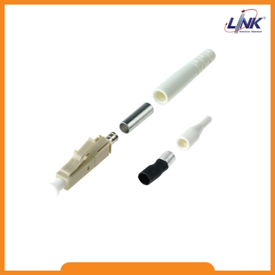 UF-0002D LC Duplex Multimode, Lvory, Zirconia Fiber Optic Connector, Beige Boot 0.9 mm, 3.0 mm diameter Cable