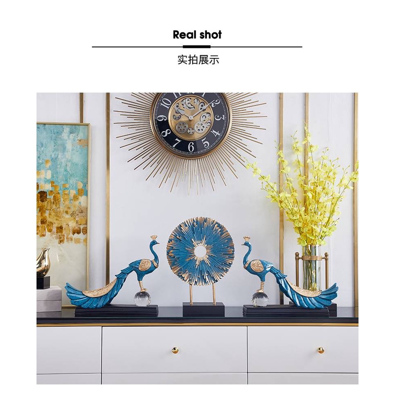 CT145B098 FAMITOSS นกยูงบนลูกแก้ว โมเดลนกยูง ของแต่งห้องทำงาน ของแต่งบ้าน