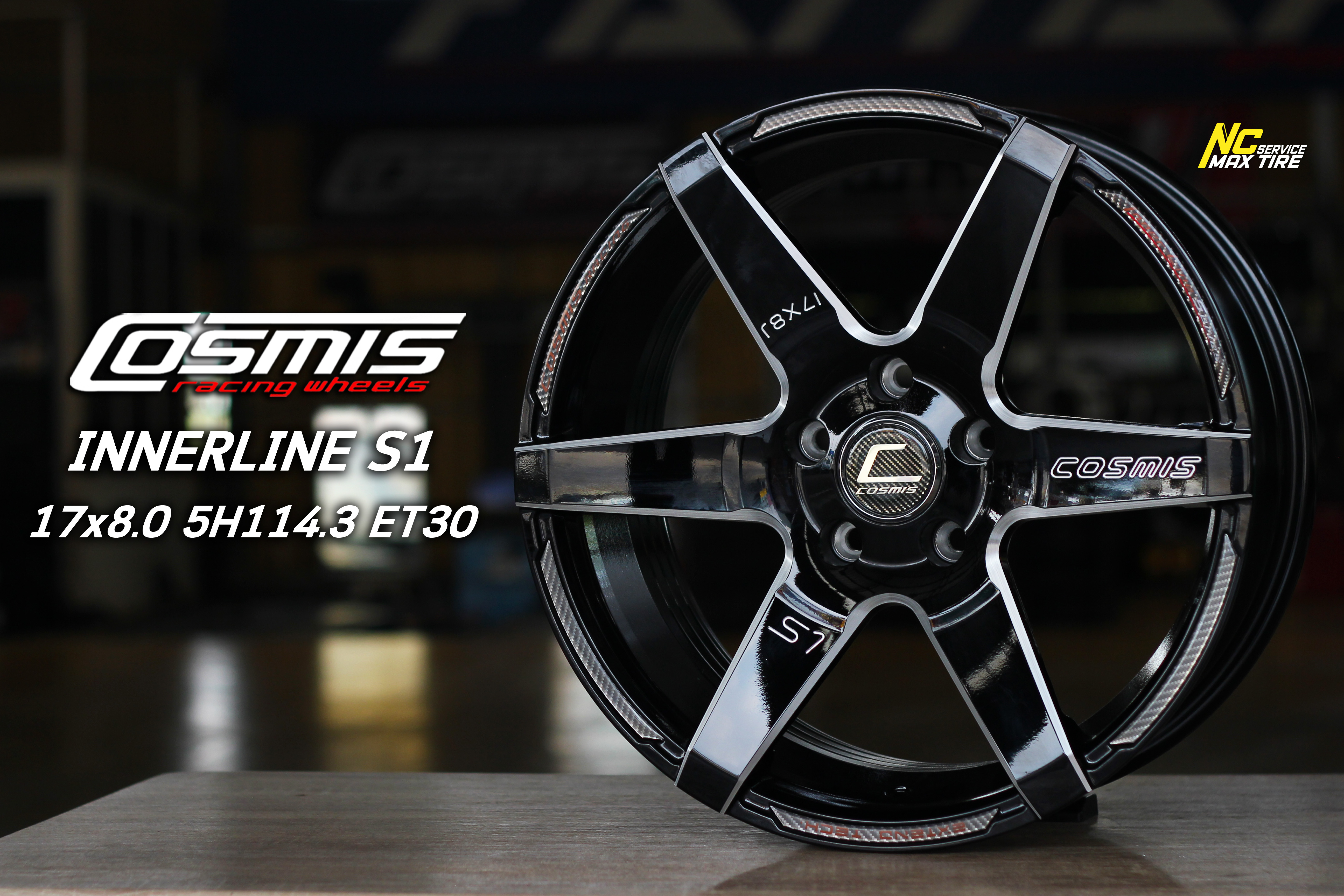 ล้อแม็กขอบ17 / Cosmis / Innerline / S1 / 17x8.0 5H114.3 ET30 / ล้อแม็กสีดำเงา+CNCข้างก้าน / NC / PP